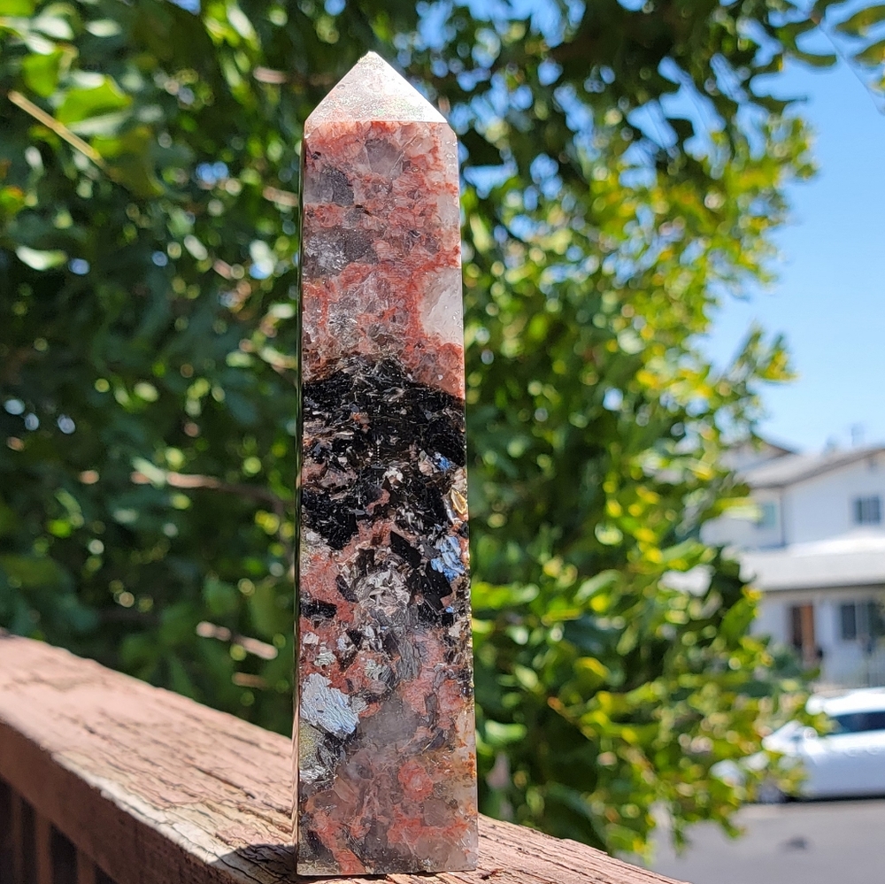 NEW 7.25" PINK TOURMALINE WITH MICA TOWER